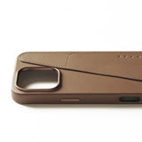 Mujjo iPhone 16 Pro Max Cover Full Leather Wallet Case Dark Tan