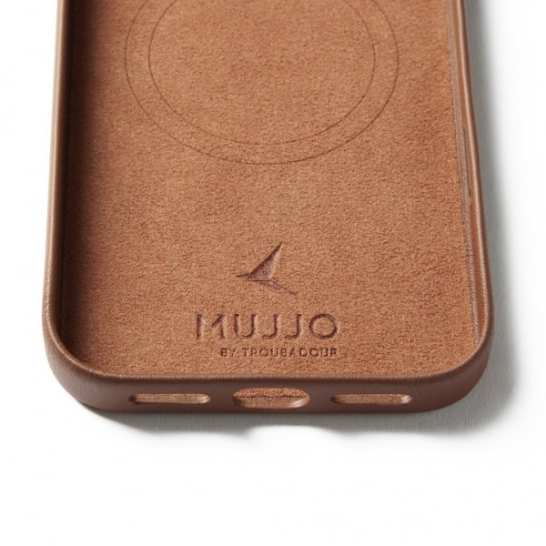 Mujjo iPhone 17 Pro Max Cover Full Leather Wallet Case MagSafe Tan