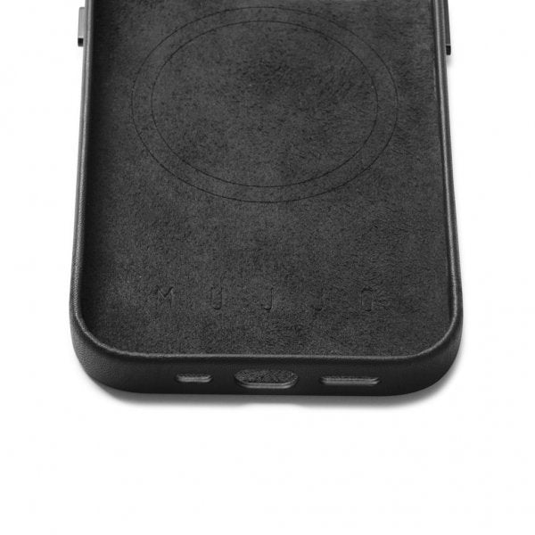 Mujjo iPhone 14 Cover Full Leather Case MagSafe Sort