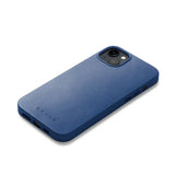 Mujjo iPhone 14 Plus Cover Full Leather Case MagSafe Monaco Blue
