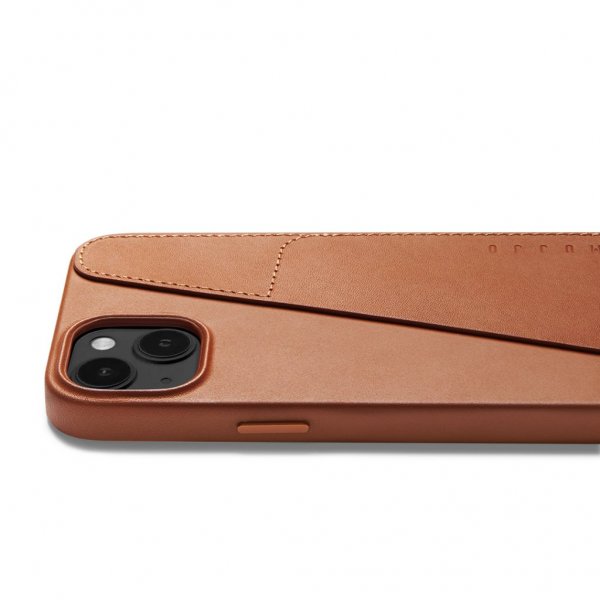 Mujjo iPhone 14 Plus Cover i fuldlæder med kortholder Tan