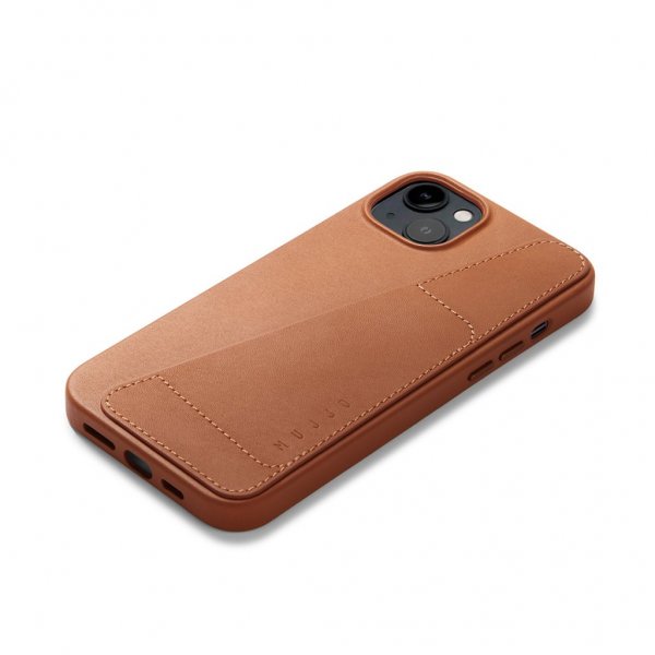 Mujjo iPhone 14 Plus Cover Full Leather Wallet Case Monaco Blue