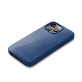 Mujjo iPhone 14 Pro Max Cover Full Leather Wallet Case Monaco Blue