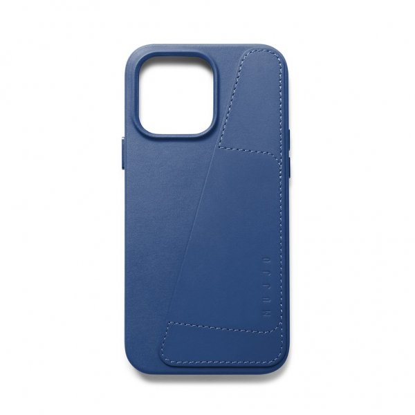Mujjo iPhone 14 Pro Max Cover Full Leather Wallet Case Monaco Blue