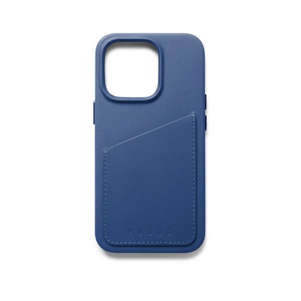 Mujjo iPhone 14 Pro Cover Fuld Læderpung Monaco Blå