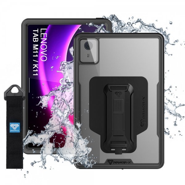 Armor-X Lenovo Tab M11 TB330 Cover IP68 Vandtæt Stød- & Støvtæt Håndrem Støttefod X-Mount