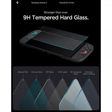Spigen Nintendo Switch 2 Skærmbeskyttelse GLAS.tR EZ Fit Pro 2-pak