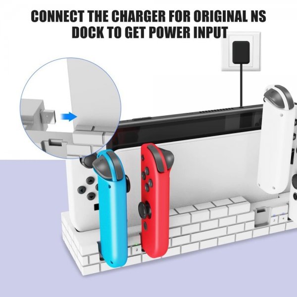 Nintendo Switch-opladningsdock til Joy-Cons med spilopbevaring Brun