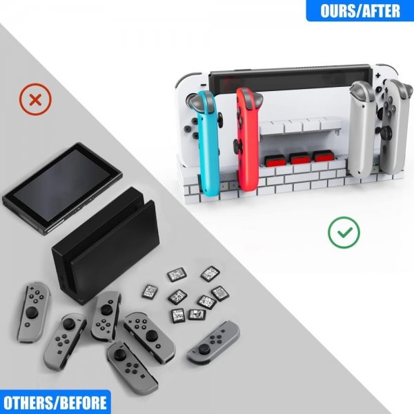 Nintendo Switch Opladningsdock til Joy-Cons med Spilopbevaring Sort