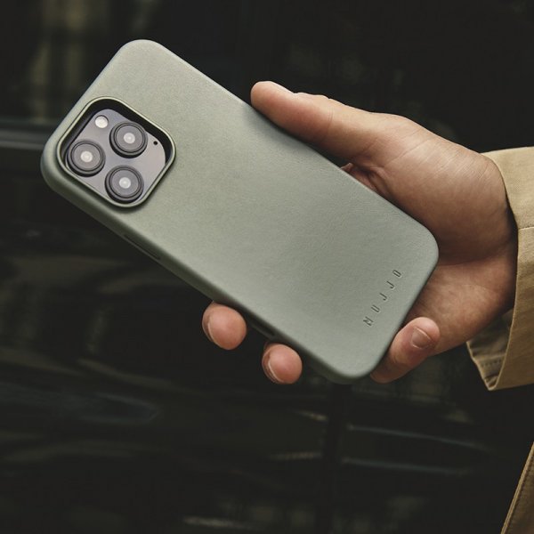 Mujjo iPhone 16 Pro Max Cover Full Leather Case Green Smoke