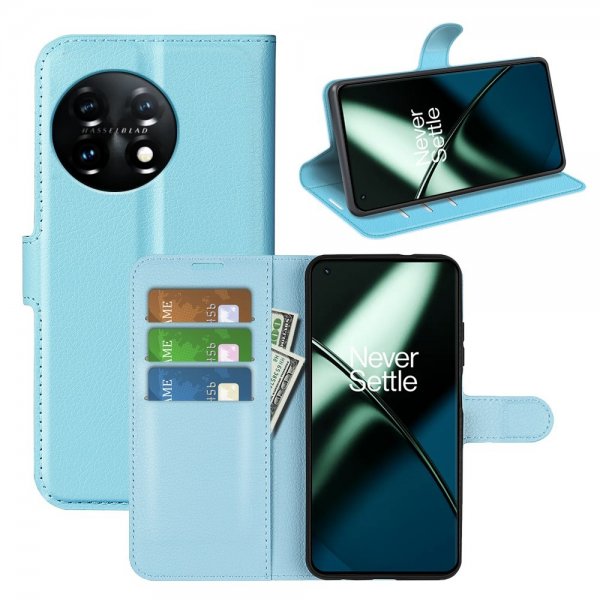 OnePlus 11 Etui Litchi Blå