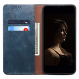 OnePlus 11 Etui Retro Lædertekstur Syninger Blå