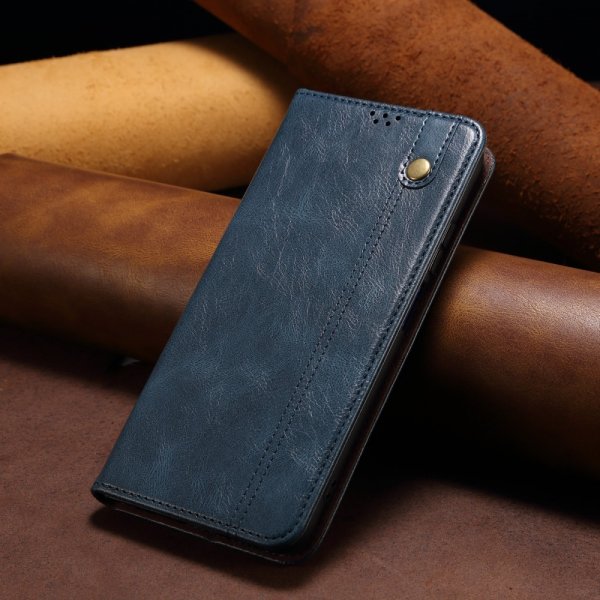 OnePlus 11 Etui Retro Lædertekstur Syninger Blå