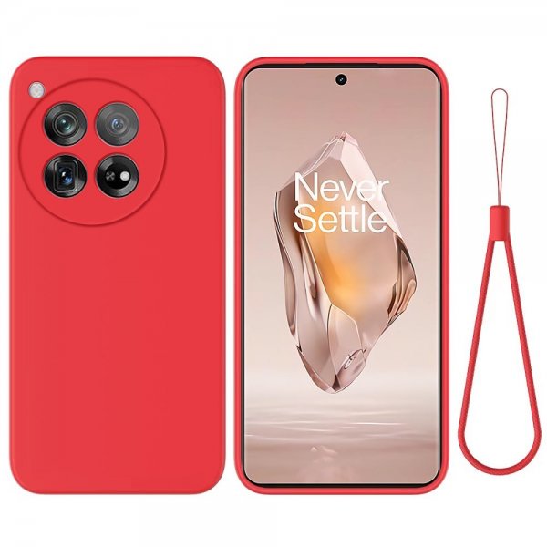 OnePlus 12R Cover med rem i silikone, rød