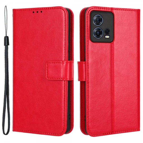 Motorola Edge 30 Fusion Cover Lædertekstur Rød