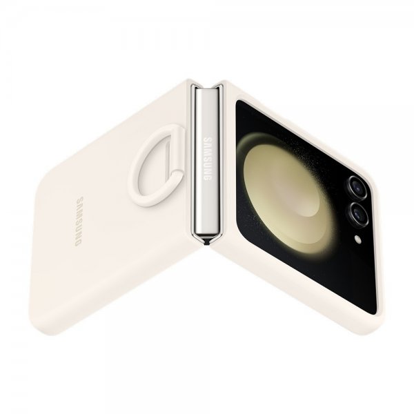 Samsung Original Galaxy Z Flip 5 Cover Silikonecover med ring Cream