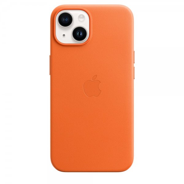 Apple Original iPhone 14 Cover Læder Cover MagSafe Orange