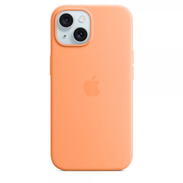 Apple Original iPhone 15 Cover Silikone MagSafe Orange Sorbet