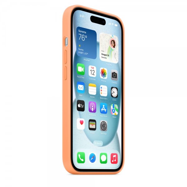 Apple Original iPhone 15 Cover Silikone MagSafe Orange Sorbet