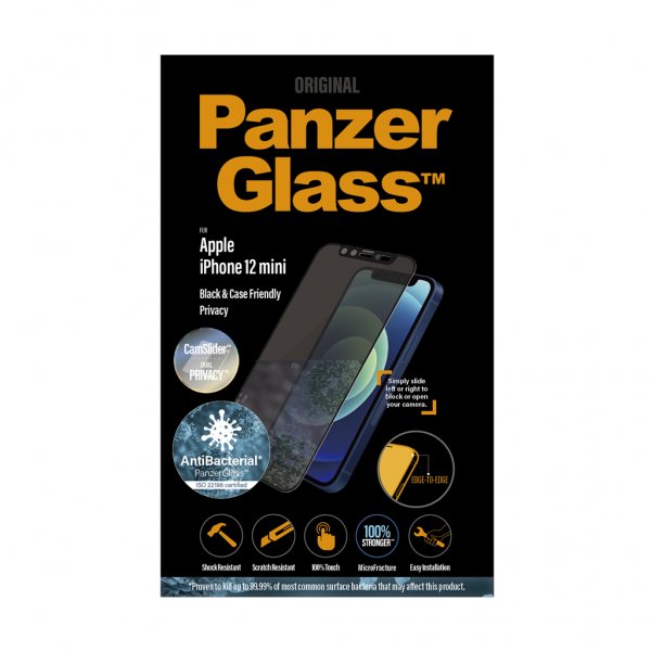 PanzerGlass iPhone 12 Mini Skærmbeskyttelse Edge-to-Edge Camslider Privacy