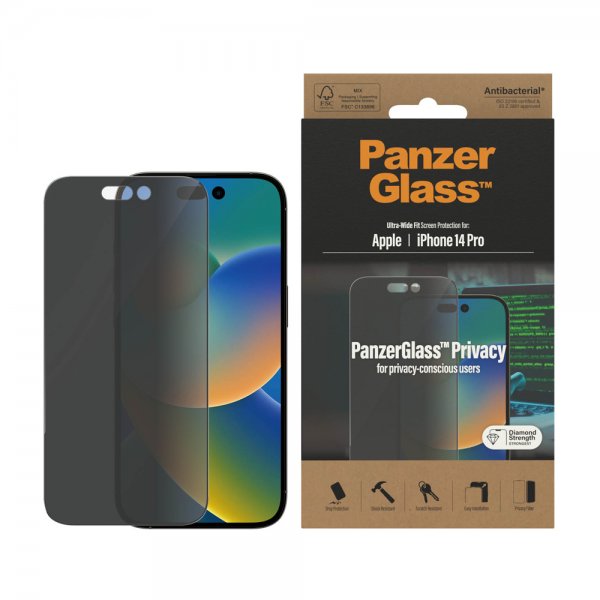 PanzerGlass iPhone 14 Pro Skærmbeskyttelse Ultra-Wide Fit Privacy