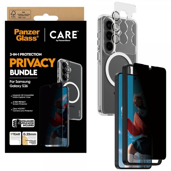 PanzerGlass Samsung Galaxy S26 3-i-1 Beskyttelse fortrolighedspakke
