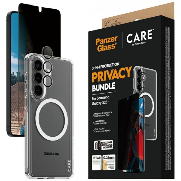 PanzerGlass Samsung Galaxy S26 Plus 3-i-1 Protection Privacy Bundle