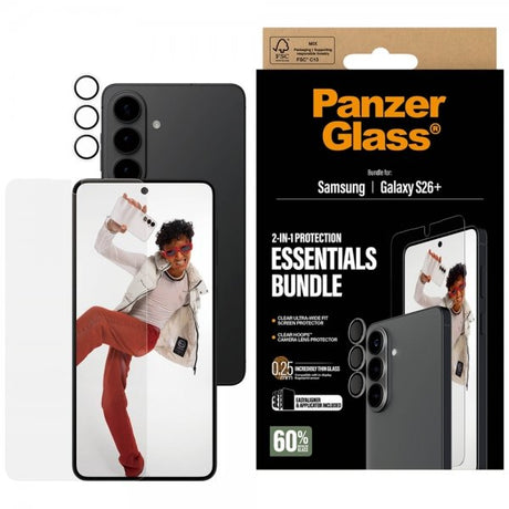 PanzerGlass Samsung Galaxy S26 Plus Skærmbeskyttelse og Kamerabeskyttelse 2-i-1 Bundle
