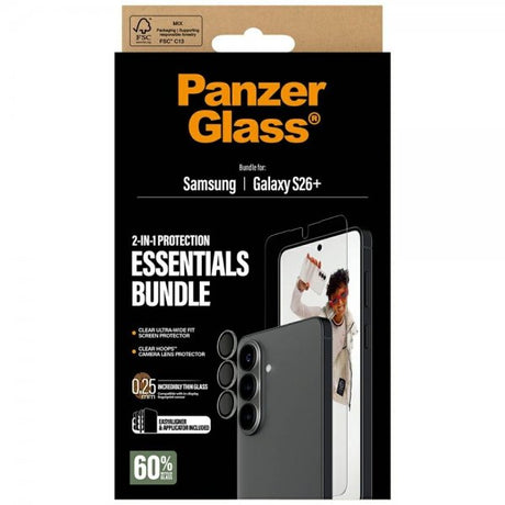PanzerGlass Samsung Galaxy S26 Plus Skærmbeskyttelse og Kamerabeskyttelse 2-i-1 Bundle