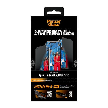 PanzerGlass iPhone 13/13 Pro/14/16e/17e Skærmbeskytter Ultra-Wide Fit Privacy Fastfit