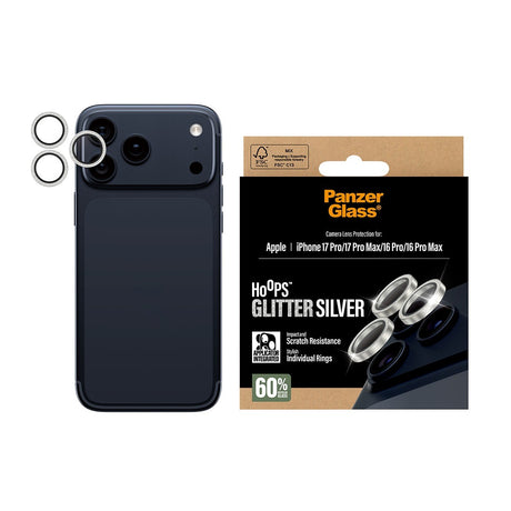 PanzerGlass iPhone 16 Pro/Pro Max/17 Pro/Pro Max Kameralinsebeskytter Hoops Glitter Sølv