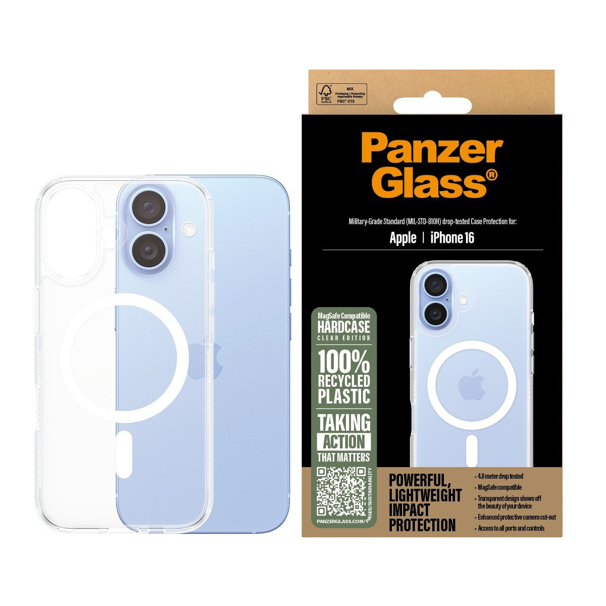 PanzerGlass iPhone 16 Cover HardCase MagSafe Klar
