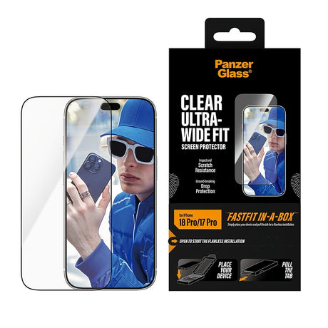 PanzerGlass iPhone 17 Pro/iPhone 18 Pro Skærmbeskytter Ultra-Wide Fit Clear Fastfit