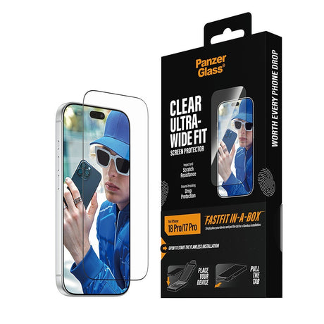 PanzerGlass iPhone 17 Pro/iPhone 18 Pro Skærmbeskytter Ultra-Wide Fit Clear Fastfit