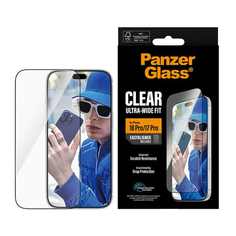 PanzerGlass iPhone 17 Pro/iPhone 18 Pro Skærmbeskytter Ultra-Wide Fit EasyAligner