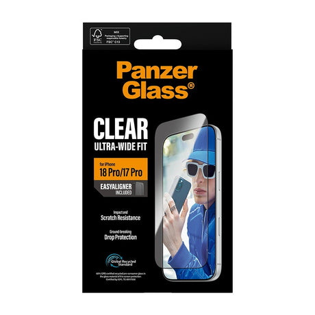 PanzerGlass iPhone 17 Pro/iPhone 18 Pro Skærmbeskytter Ultra-Wide Fit EasyAligner