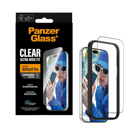 PanzerGlass iPhone 17 Pro/iPhone 18 Pro Skærmbeskytter Ultra-Wide Fit EasyAligner