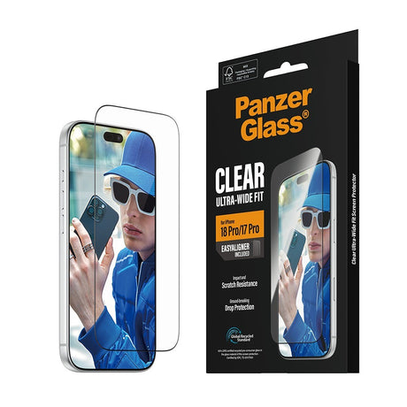 PanzerGlass iPhone 17 Pro/iPhone 18 Pro Skærmbeskytter Ultra-Wide Fit EasyAligner