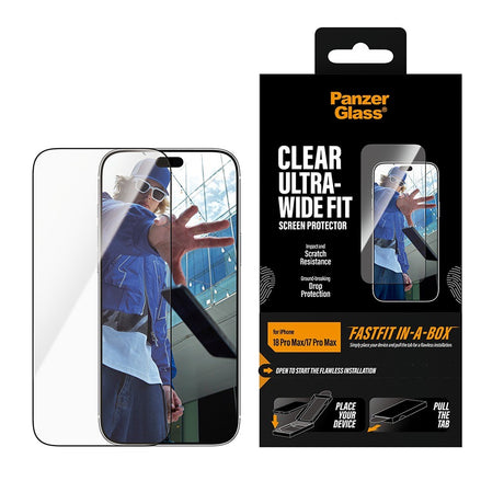 PanzerGlass iPhone 17 Pro Max/iPhone 18 Pro Max Skærmbeskytter Ultra-Wide Fit Clear Fastfit