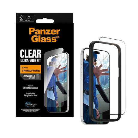 PanzerGlass iPhone 17 Pro Max/iPhone 18 Pro Max Skærmbeskytter Ultra-Wide Fit EasyAligner
