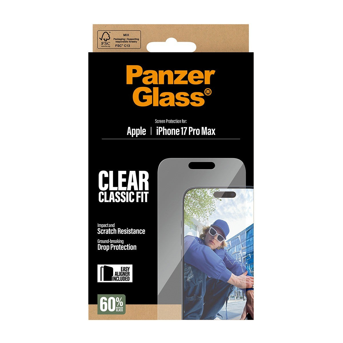 PanzerGlass iPhone 17 Pro Max Skærmbeskytter Classic Fit EasyAligner