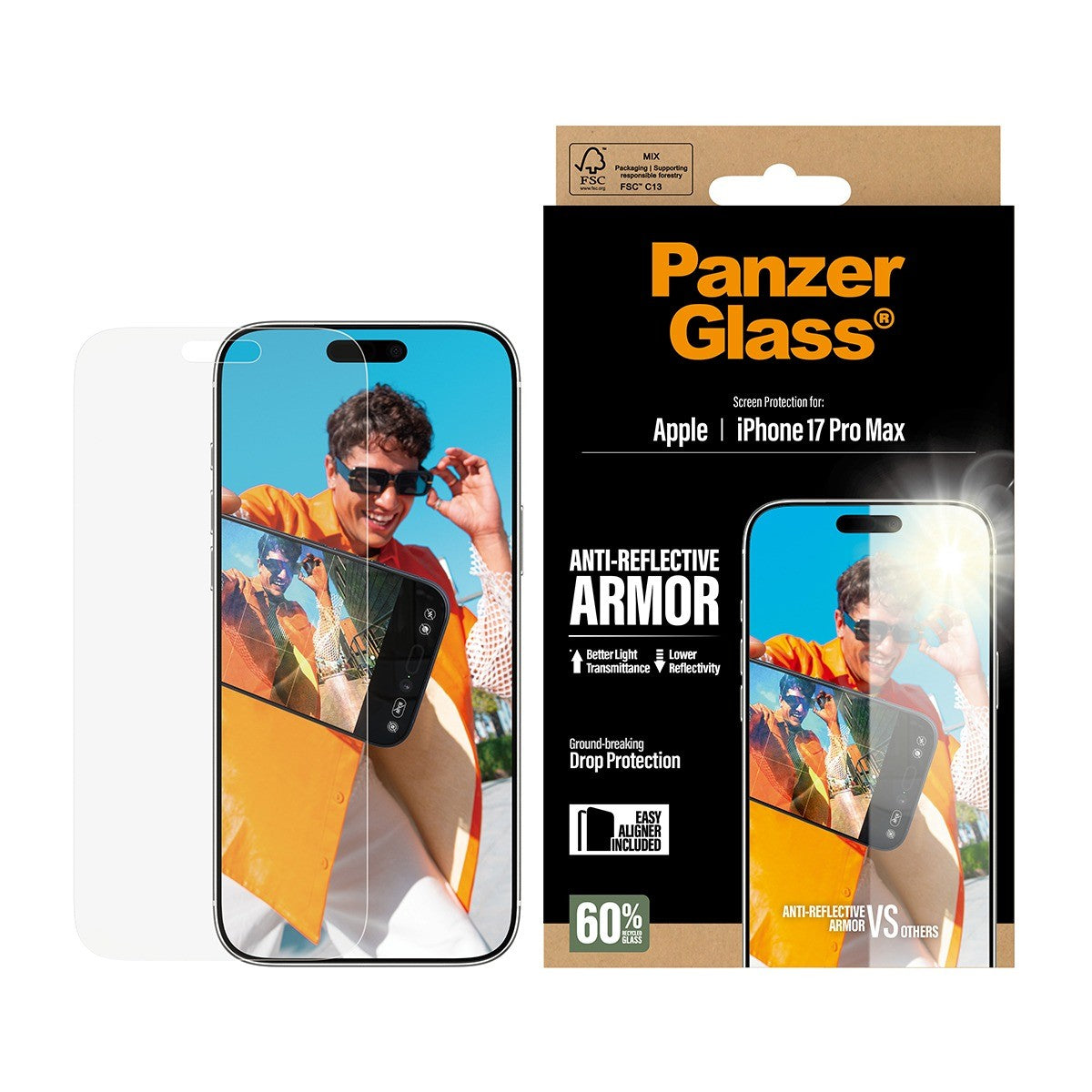 PanzerGlass iPhone 17 Pro Max Skærmbeskytter Ultra-Wide Fit Anti-reflective EasyAligner