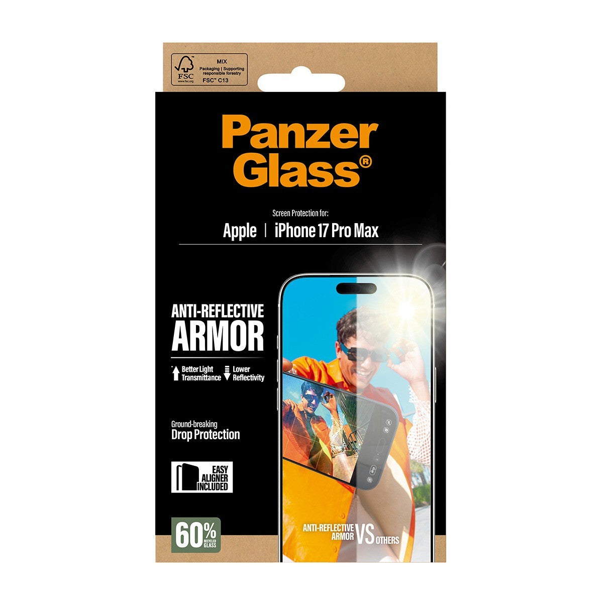 PanzerGlass iPhone 17 Pro Max Skærmbeskytter Ultra-Wide Fit Anti-reflective EasyAligner