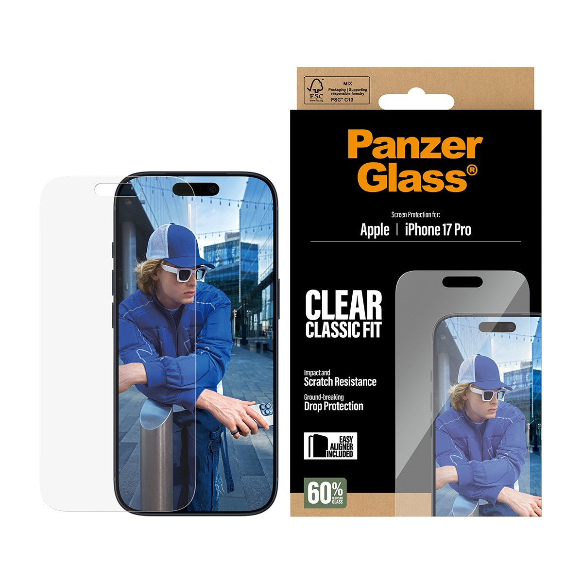 PanzerGlass iPhone 17 Pro Skærmbeskytter Classic Fit EasyAligner