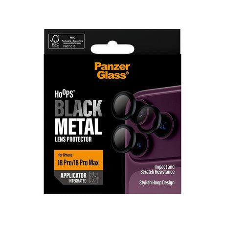 PanzerGlass iPhone 18 Pro/iPhone 18 Pro Max Kameralinsebeskytter Hoops Sort