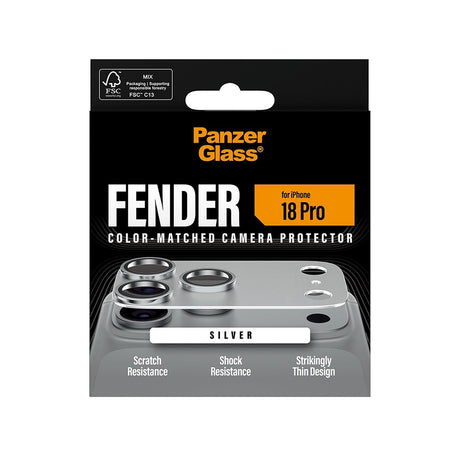 PanzerGlass iPhone 18 Pro Kameralinsebeskytter Fender Sølv