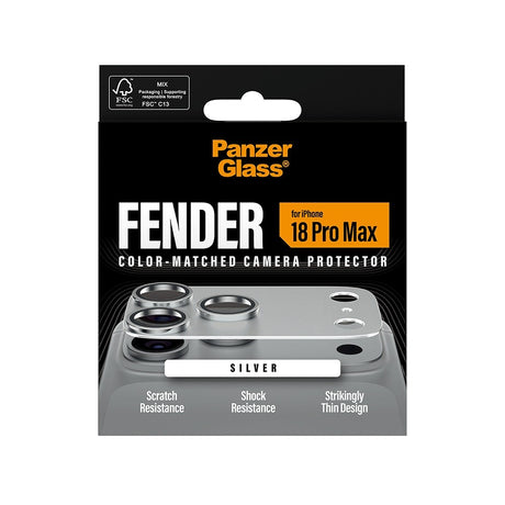 PanzerGlass iPhone 18 Pro Max Kameralinsebeskytter Fender Sølv