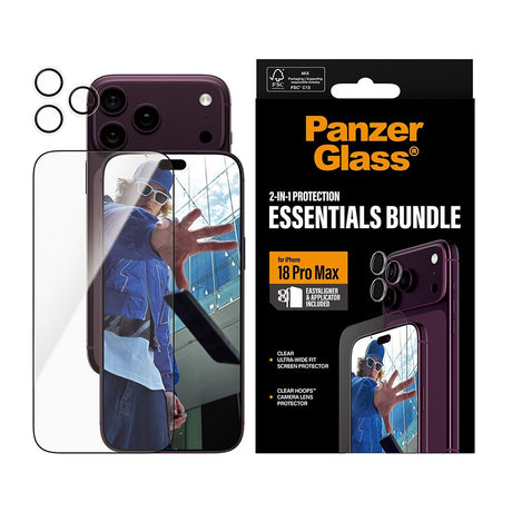 PanzerGlass iPhone 18 Pro Max Skærmbeskytter & Kameralinsebeskytter 2-in-1 Essentials Bundle