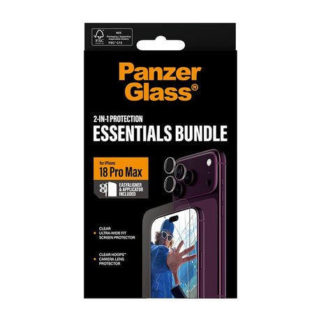 PanzerGlass iPhone 18 Pro Max Skærmbeskytter & Kameralinsebeskytter 2-in-1 Essentials Bundle