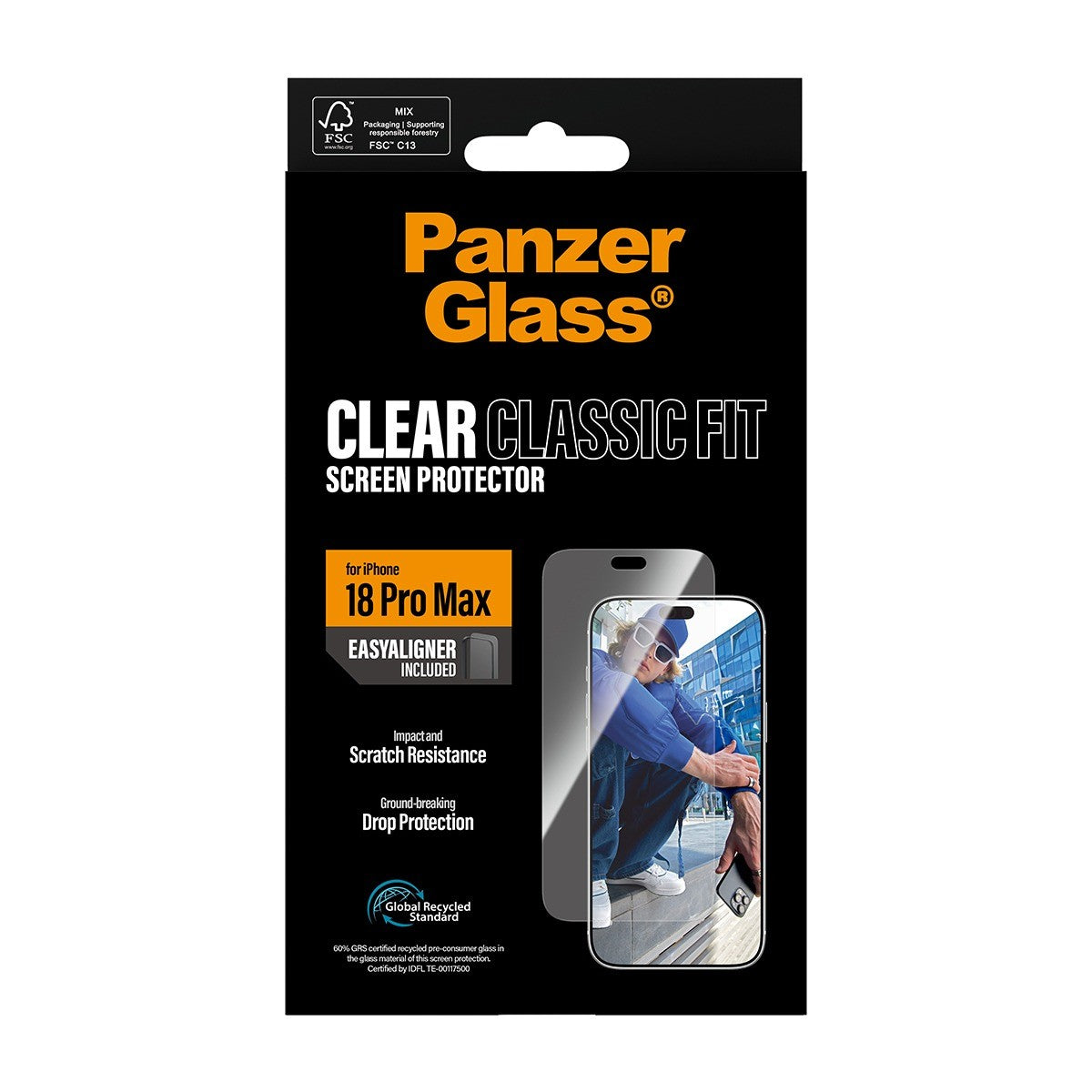 PanzerGlass iPhone 18 Pro Max Skærmbeskytter Classic Fit EasyAligner